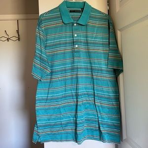 Greg Norman Golf Shirt Polo Large Play Dry Lightweight Striped